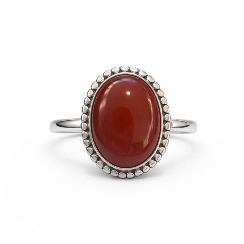 S925 Oval Carnelian Ring